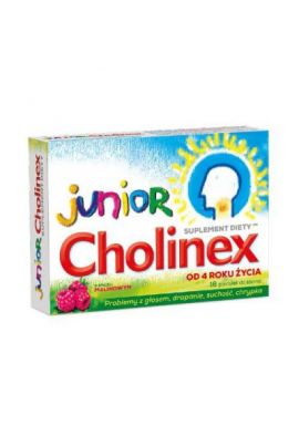 Cholinex Junior smak malinowy od 4 lat 16 pastylek do ssania