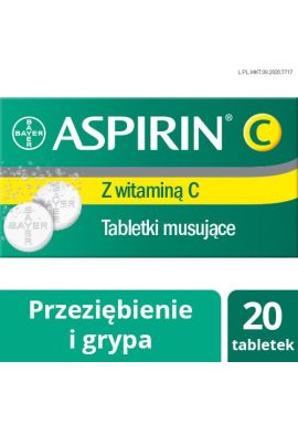 Aspirin C, 400 mg + 240 mg, tabletki musujace, 20 szt. 
