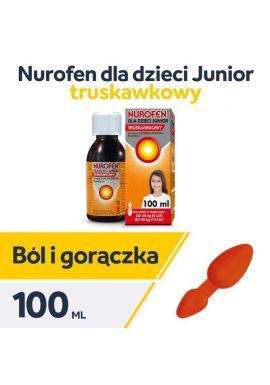 Nurofen Junior, zawiesina doustna, dla od 6-12 lat, smak truskawkowy, 100ml